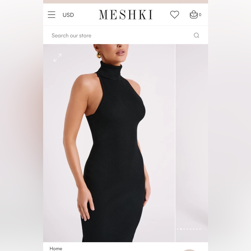 Meshki Connie Turtleneck Midi dress Black
